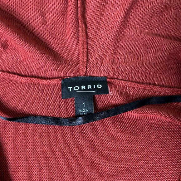 Torrid Red Rayon Blend Hooded Cardigan with Drawstring Waist & Pockets Size 1 xl - Picture 5 of 9